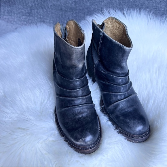 Bed Stu Arcane Boots Womens Sz 6.5 Gray Leather Ankle Zip Ruched Distressed Boho - Picture 3 of 15